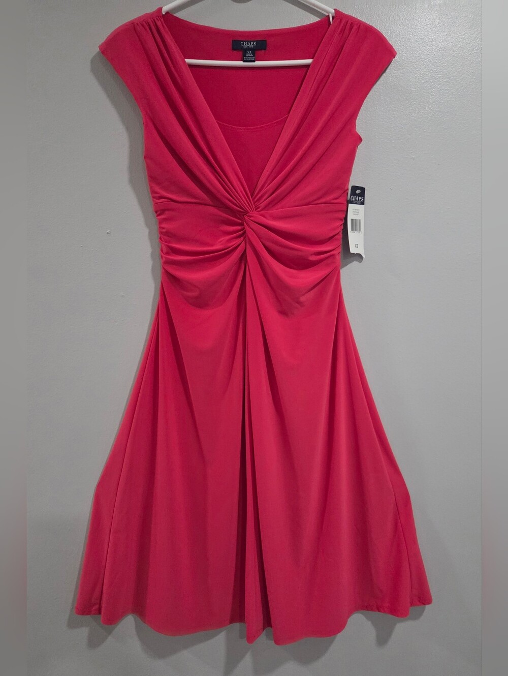 Chaps Knot-Front Cap Sleeve Dress in Raspberry Pink - Picture 2 of 5